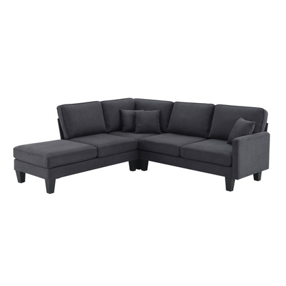 90*88" Terrycloth Modern Sectional Sofa,5-Seat Practical Couch Set with Chaise Lounge,L-Shape minimalist Indoor Furniture with 3 Pillows for Living Room,Apartment,Office, 3 Colors
