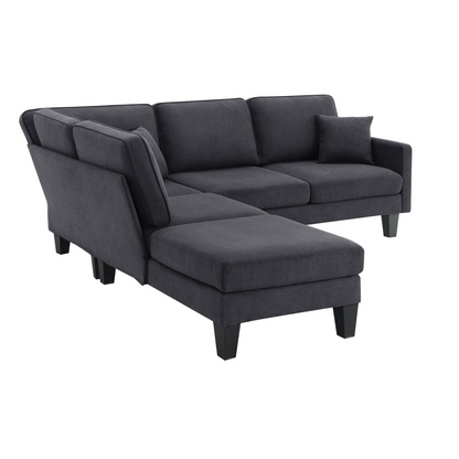 90*88" Terrycloth Modern Sectional Sofa,5-Seat Practical Couch Set with Chaise Lounge,L-Shape minimalist Indoor Furniture with 3 Pillows for Living Room,Apartment,Office, 3 Colors