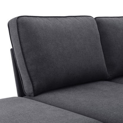 90*88" Terrycloth Modern Sectional Sofa,5-Seat Practical Couch Set with Chaise Lounge,L-Shape minimalist Indoor Furniture with 3 Pillows for Living Room,Apartment,Office, 3 Colors