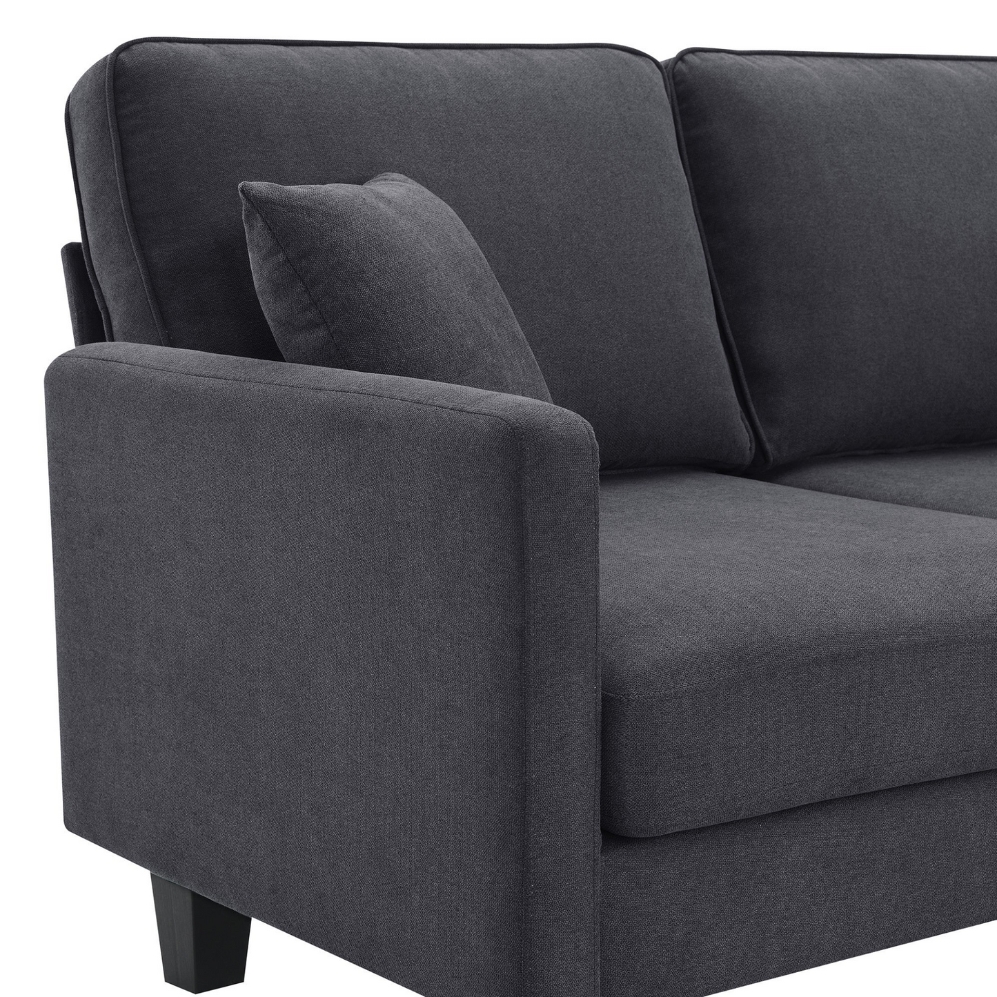 90*88" Terrycloth Modern Sectional Sofa,5-Seat Practical Couch Set with Chaise Lounge,L-Shape minimalist Indoor Furniture with 3 Pillows for Living Room,Apartment,Office, 3 Colors