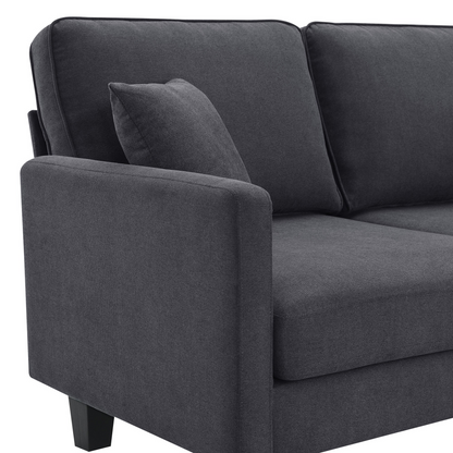 90*88" Terrycloth Modern Sectional Sofa,5-Seat Practical Couch Set with Chaise Lounge,L-Shape minimalist Indoor Furniture with 3 Pillows for Living Room,Apartment,Office, 3 Colors