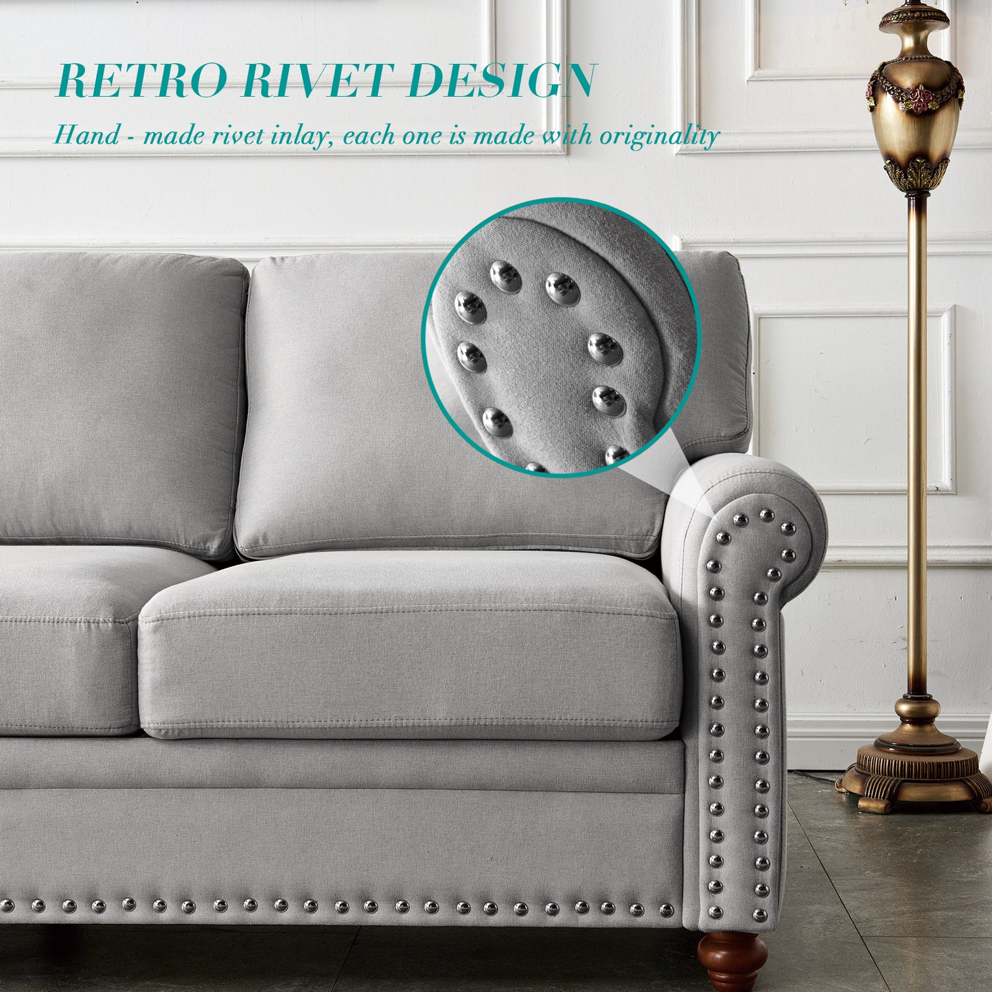 Linen Fabric Upholstery with Storage Sofa (Grey)