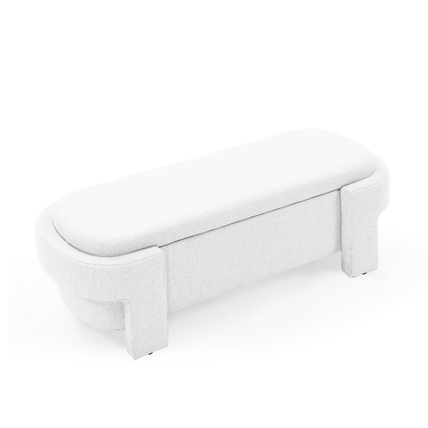 Linen Fabric Upholstered Bench with Large Storage Space for the Living Room, Entryway and Bedroom,White,( 51.5''x20.5''x17'' )