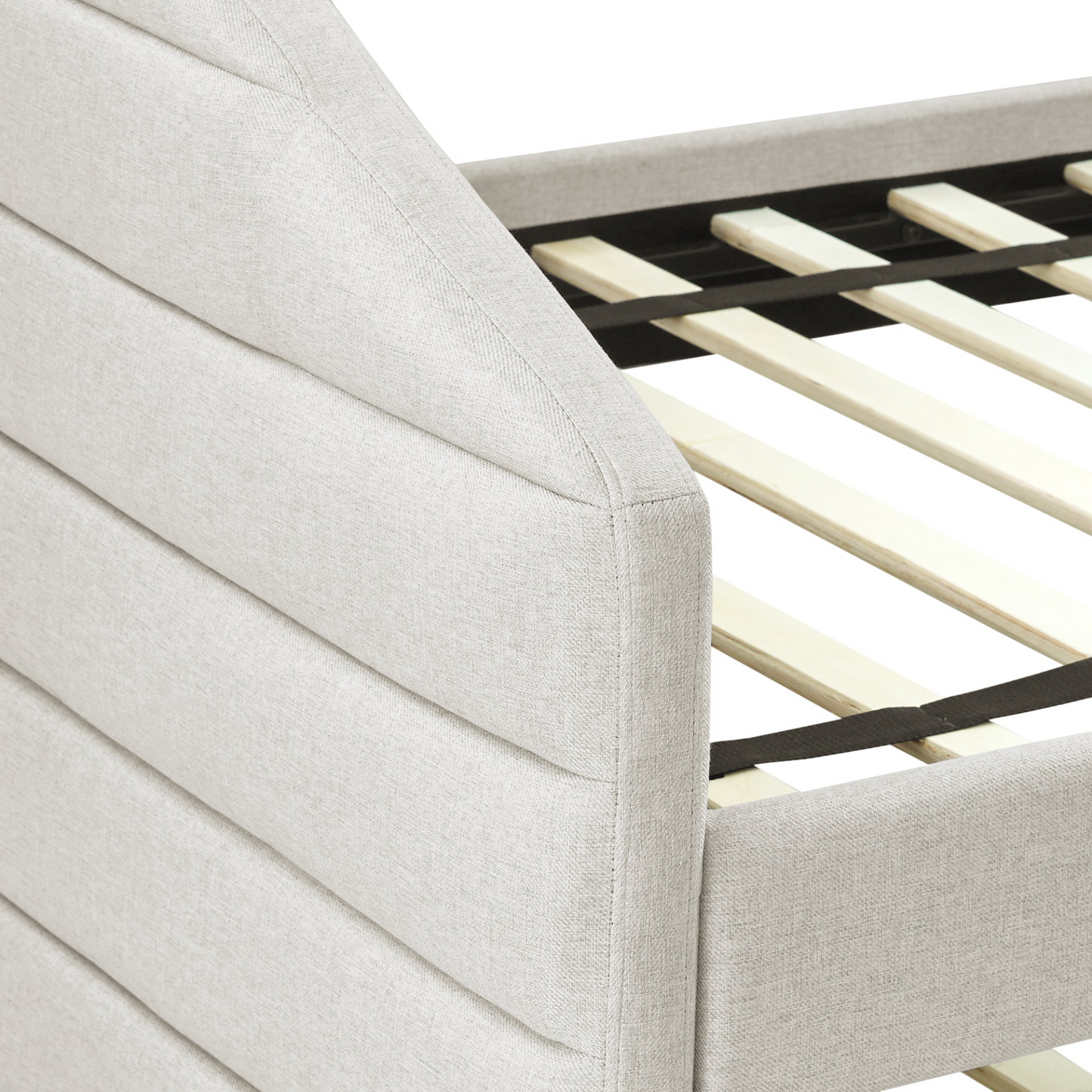 Twin Size Daybed with Trundle Upholstered Tufted Sofa Bed, Linen Fabric, Beige  (82.5"x42.5"x34")