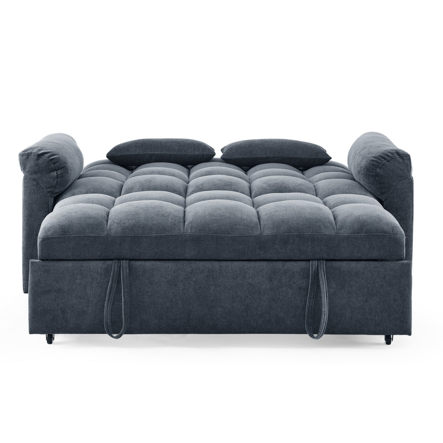 Loveseats Sofa Bed with Pull-out Bed,Adjsutable Back,Blue+ Grey