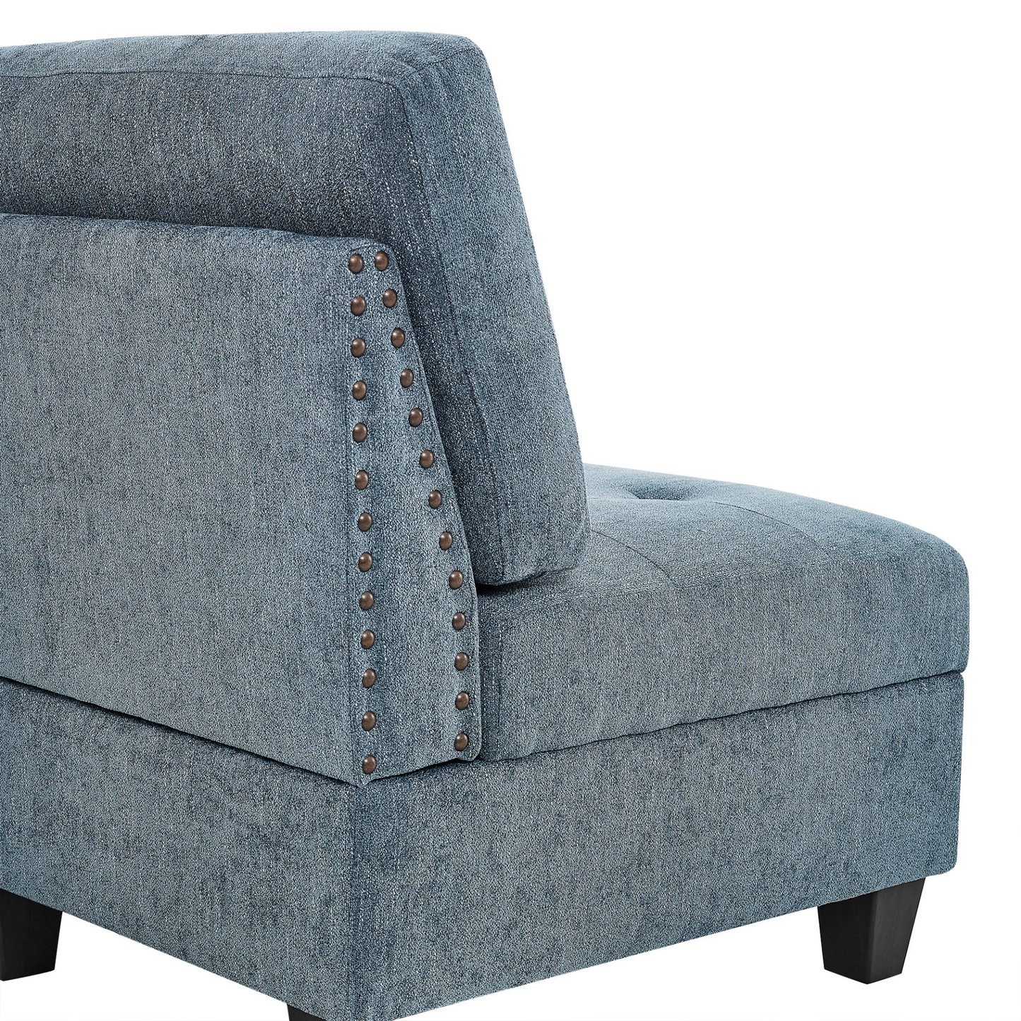 L shape Modular Sectional Sofa,DIY Combination,includes Three Single Chair ,Two Corner and Two Ottoman,Navy Blue