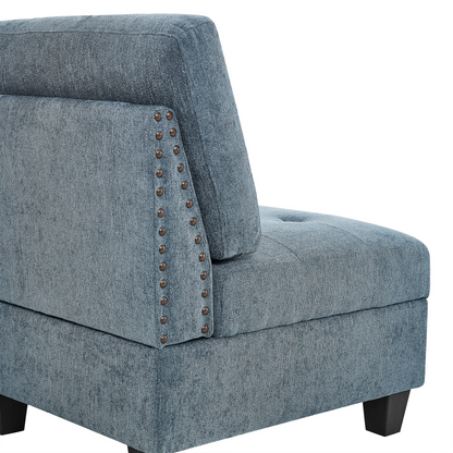 L shape Modular Sectional Sofa,DIY Combination,includes Three Single Chair ,Two Corner and Two Ottoman,Navy Blue