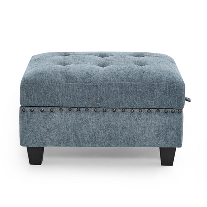 L shape Modular Sectional Sofa,DIY Combination,includes Three Single Chair ,Two Corner and Two Ottoman,Navy Blue