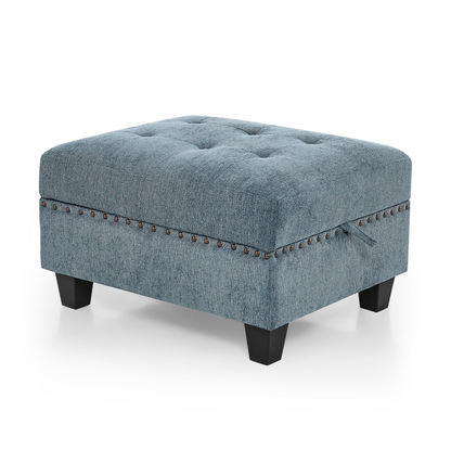 L shape Modular Sectional Sofa,DIY Combination,includes Three Single Chair ,Two Corner and Two Ottoman,Navy Blue
