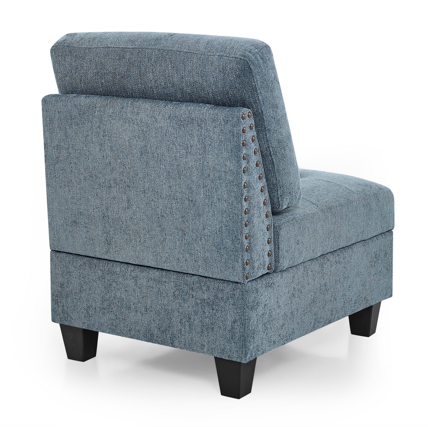 L shape Modular Sectional Sofa,DIY Combination,includes Three Single Chair ,Two Corner and Two Ottoman,Navy Blue