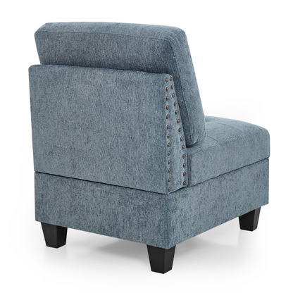 L shape Modular Sectional Sofa,DIY Combination,includes Three Single Chair ,Two Corner and Two Ottoman,Navy Blue