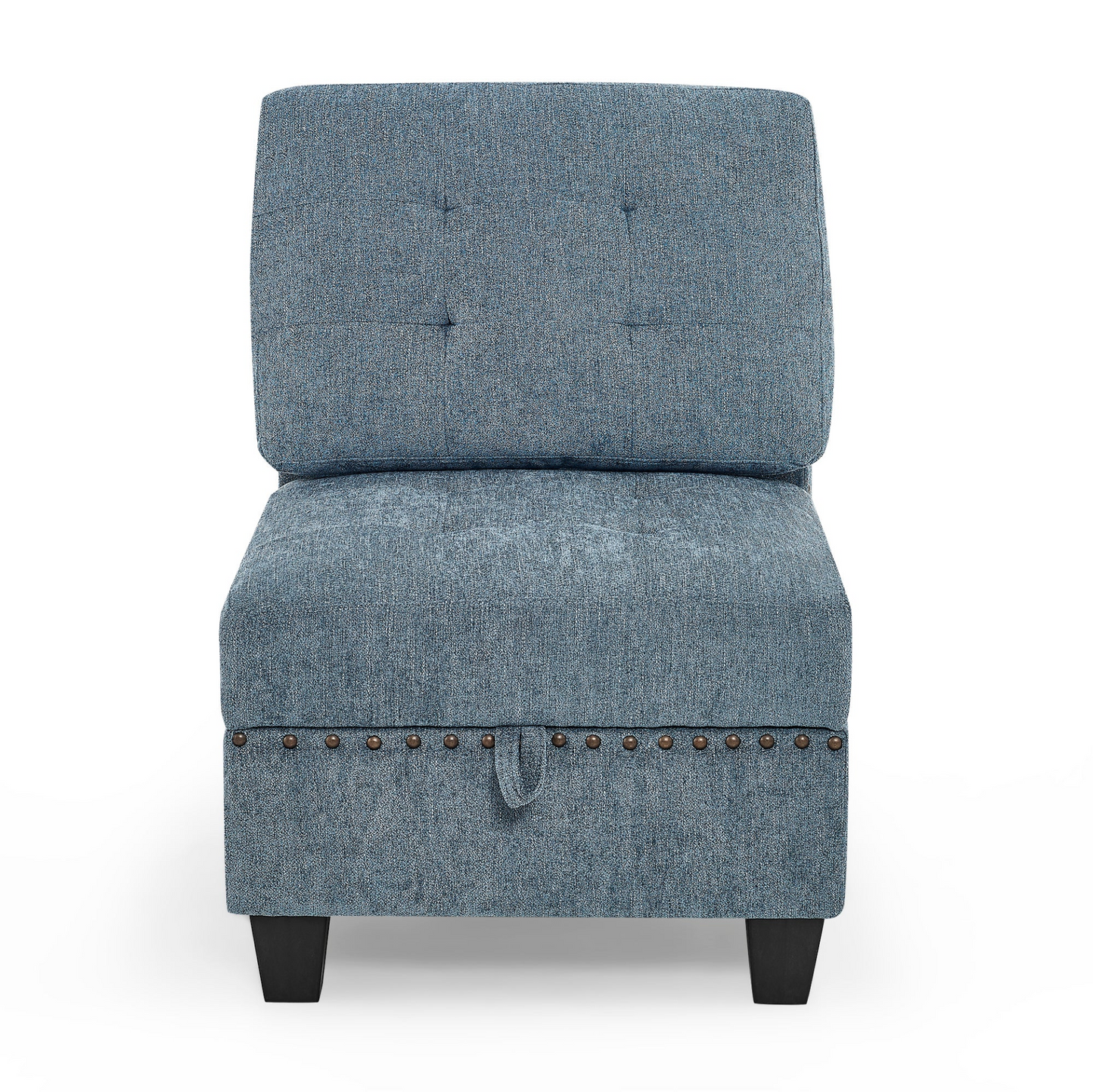 L shape Modular Sectional Sofa,DIY Combination,includes Three Single Chair ,Two Corner and Two Ottoman,Navy Blue