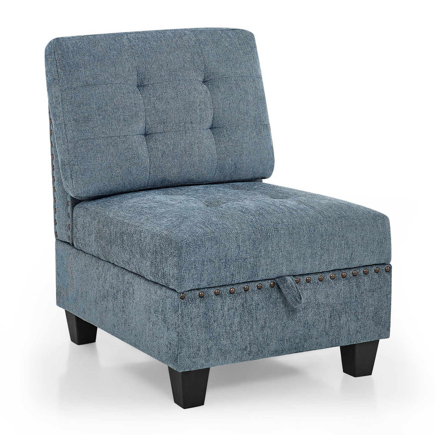 L shape Modular Sectional Sofa,DIY Combination,includes Three Single Chair ,Two Corner and Two Ottoman,Navy Blue