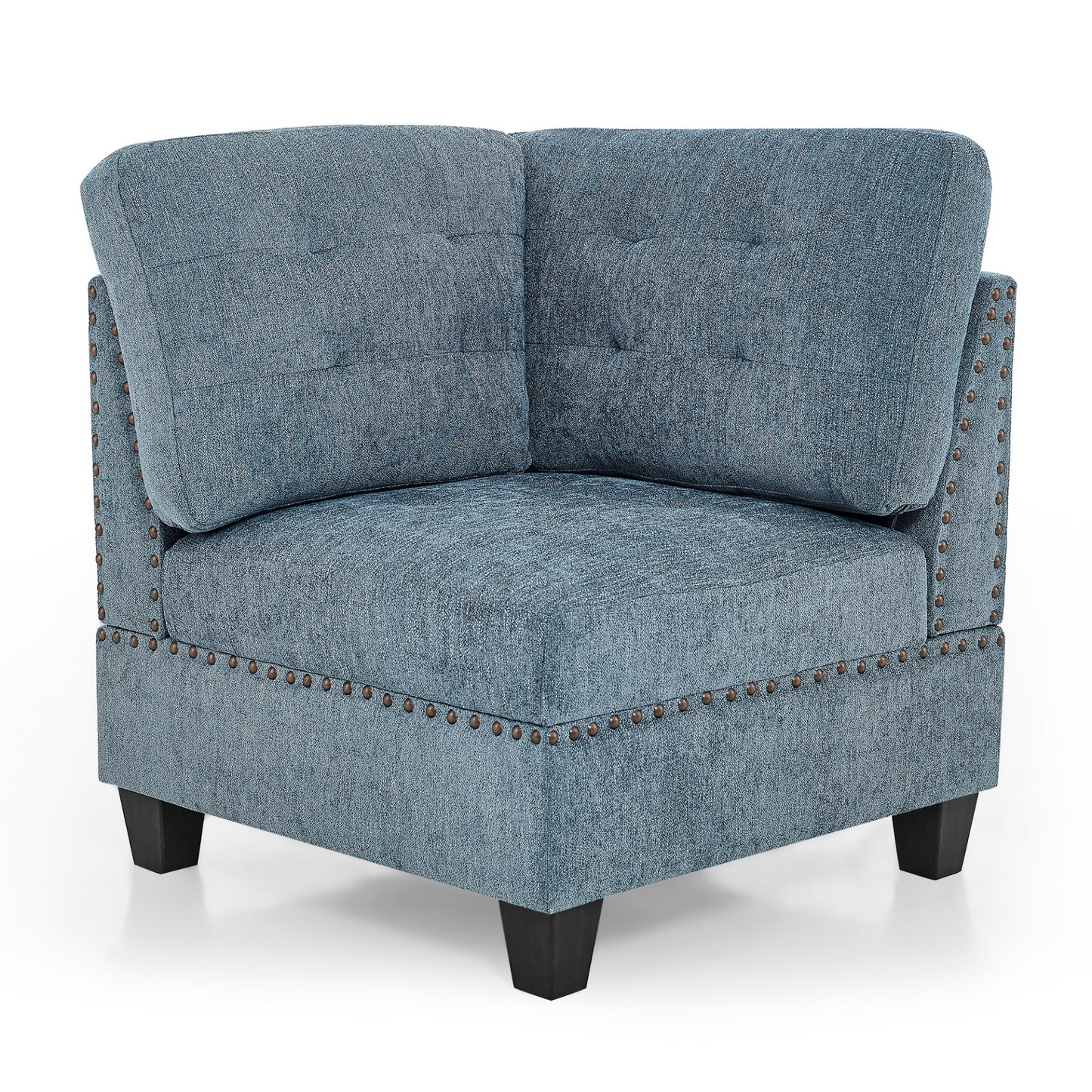 L shape Modular Sectional Sofa,DIY Combination,includes Three Single Chair ,Two Corner and Two Ottoman,Navy Blue