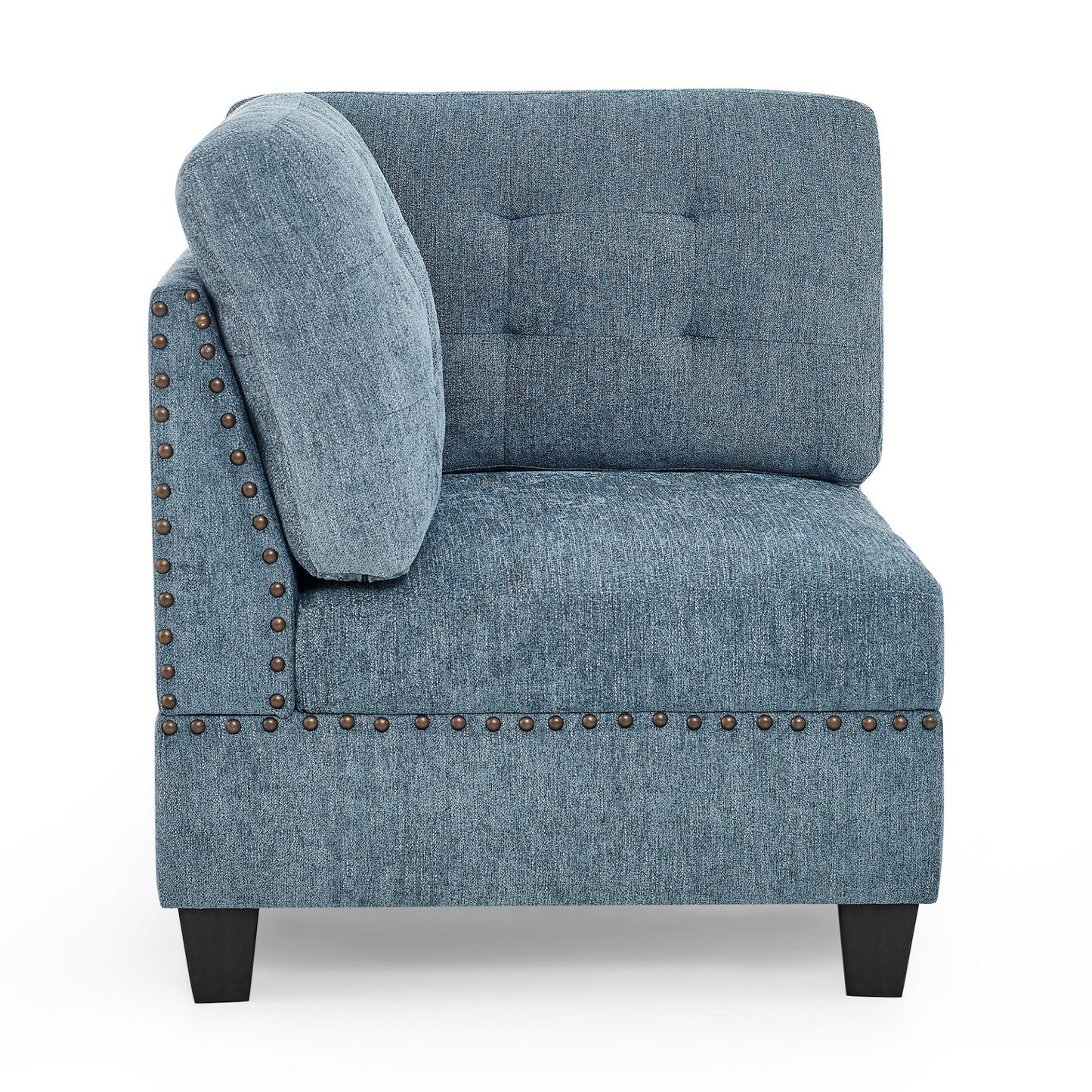 L shape Modular Sectional Sofa,DIY Combination,includes Three Single Chair ,Two Corner and Two Ottoman,Navy Blue