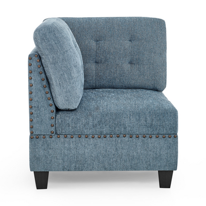 L shape Modular Sectional Sofa,DIY Combination,includes Three Single Chair ,Two Corner and Two Ottoman,Navy Blue