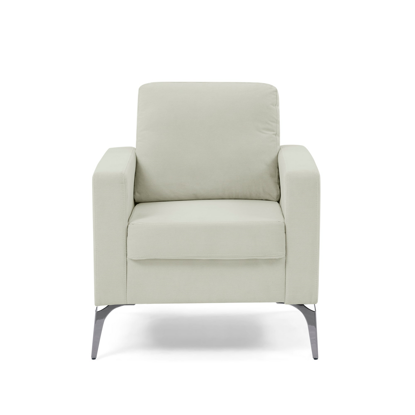 3 Piece Living Room Sofa Set, including 3-Seater Sofa, Loveseat and Sofa Chair, with Two Small Pillows, Corduroy Beige