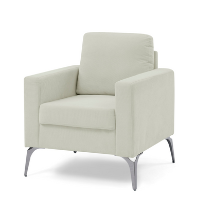 3 Piece Living Room Sofa Set, including 3-Seater Sofa, Loveseat and Sofa Chair, with Two Small Pillows, Corduroy Beige