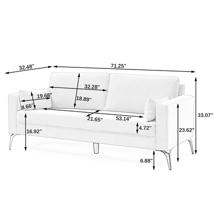 3 Piece Living Room Sofa Set, including 3-Seater Sofa, Loveseat and Sofa Chair, with Two Small Pillows, Corduroy Beige