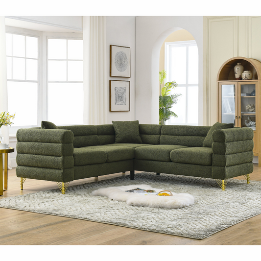 81.5-Inch Oversized Corner Sofa Covers, L-Shaped Sectional Couch,   5-Seater Corner Sofas with 3 Cushions for Living Room, Bedroom, Apartment, Office