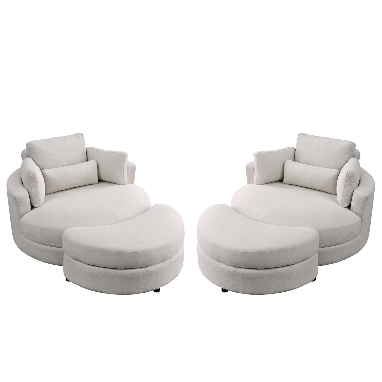 Swivel Accent Barrel Modern Sofa Lounge Club Big Round Chair with Storage Ottoman Linen Fabric for Living Room Hotel with Pillows . *2PCS