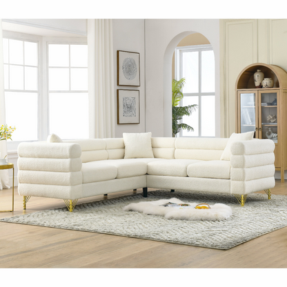 81.5-Inch Oversized Corner Sofa Covers, L-Shaped Sectional Couch,   5-Seater Corner Sofas with 3 Cushions for Living Room, Bedroom, Apartment, Office