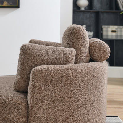 39"W Oversized Swivel Chair with moon storage ottoman for Living Room, Modern Accent Round Loveseat Circle Swivel Barrel Chairs for Bedroom Cuddle Sofa Chair Lounger Armchair, 4 Pillows, Teddy Fabric