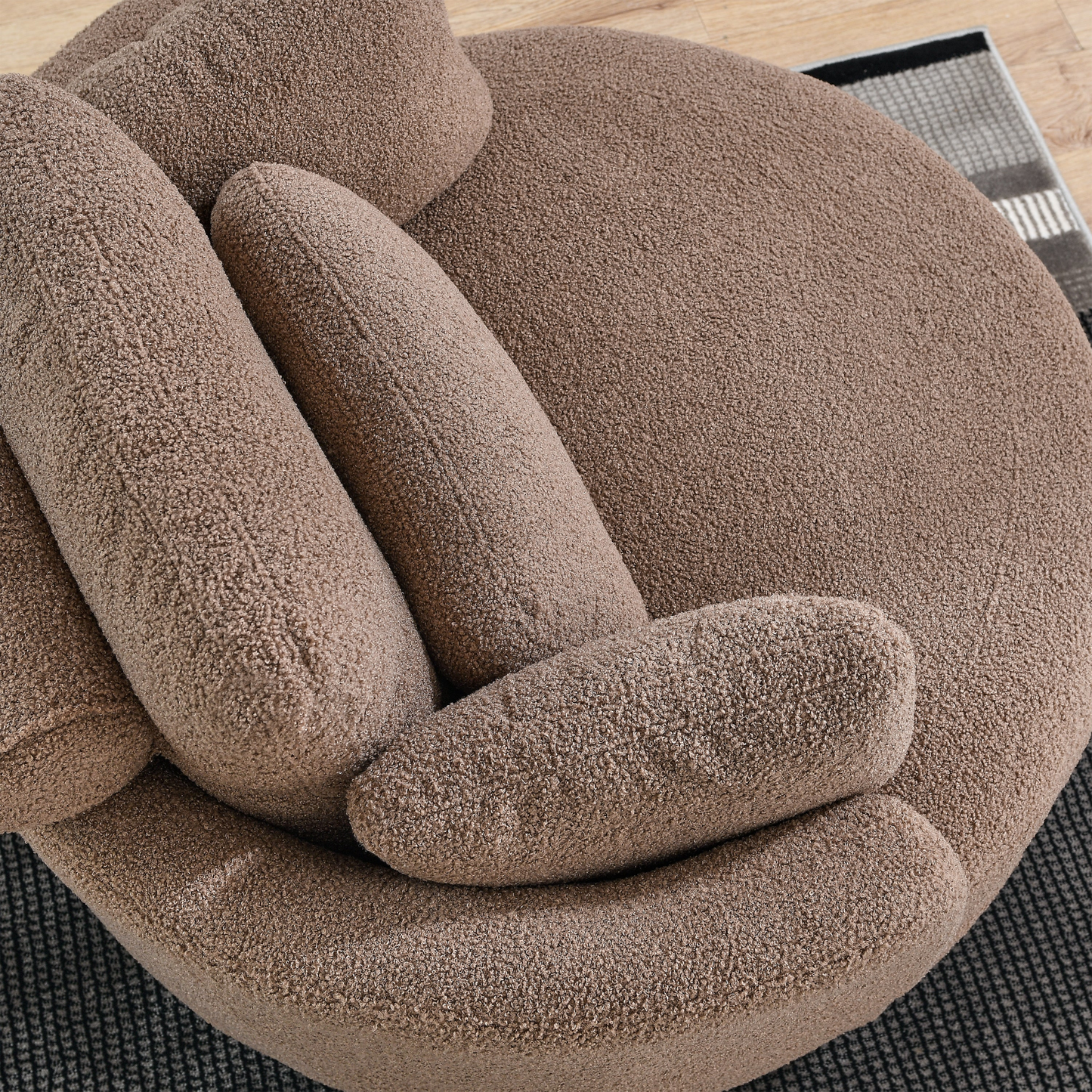 39"W Oversized Swivel Chair with moon storage ottoman for Living Room, Modern Accent Round Loveseat Circle Swivel Barrel Chairs for Bedroom Cuddle Sofa Chair Lounger Armchair, 4 Pillows, Teddy Fabric