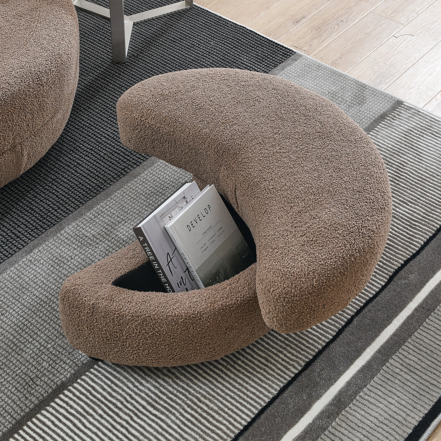 39"W Oversized Swivel Chair with moon storage ottoman for Living Room, Modern Accent Round Loveseat Circle Swivel Barrel Chairs for Bedroom Cuddle Sofa Chair Lounger Armchair, 4 Pillows, Teddy Fabric