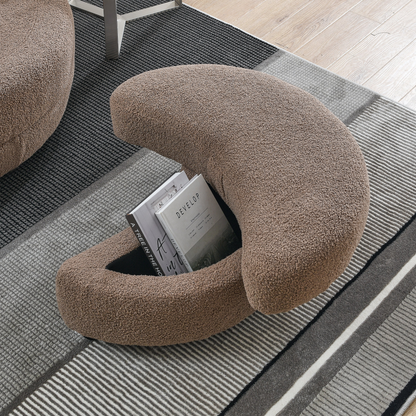 39"W Oversized Swivel Chair with moon storage ottoman for Living Room, Modern Accent Round Loveseat Circle Swivel Barrel Chairs for Bedroom Cuddle Sofa Chair Lounger Armchair, 4 Pillows, Teddy Fabric