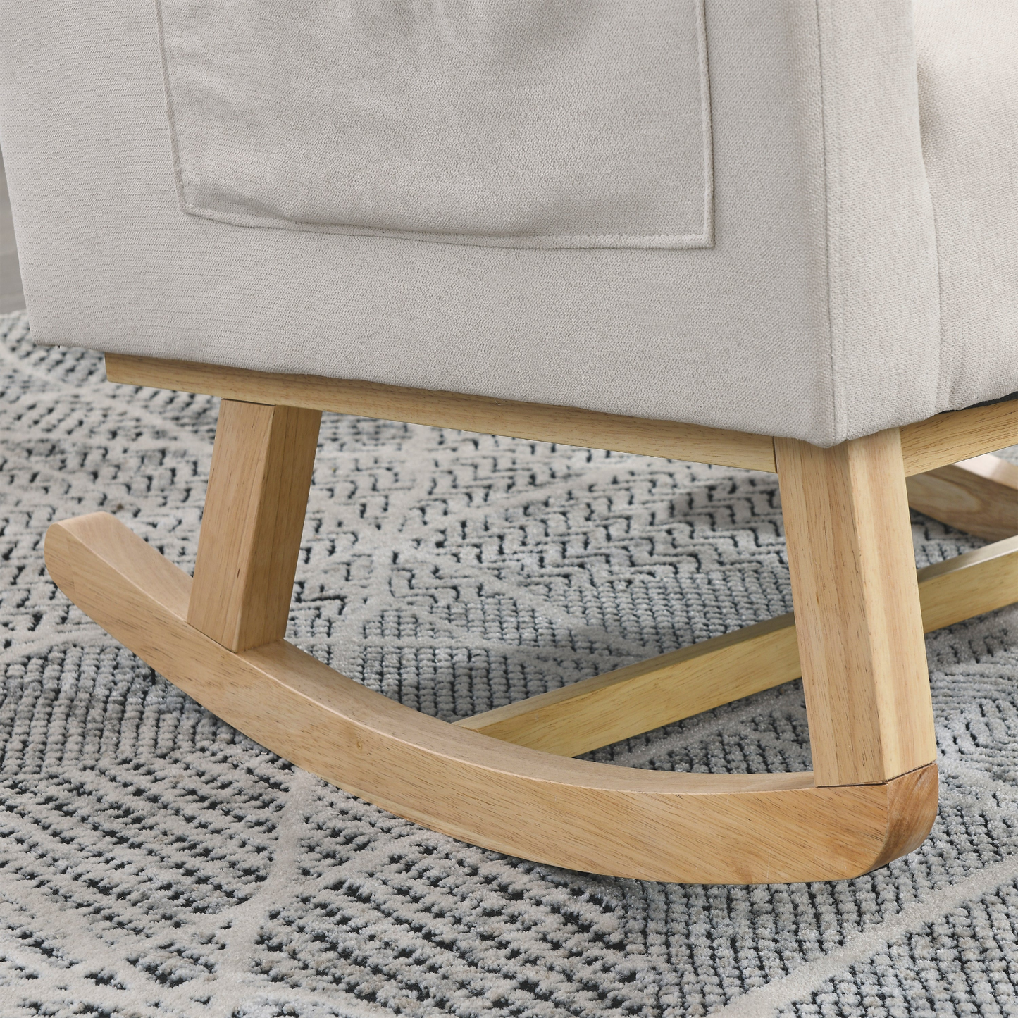 27.5 "W Modern Accent High Back Living Room Casual Armchair Rocker with One Lumbar Pillow, Two Side Pockets.