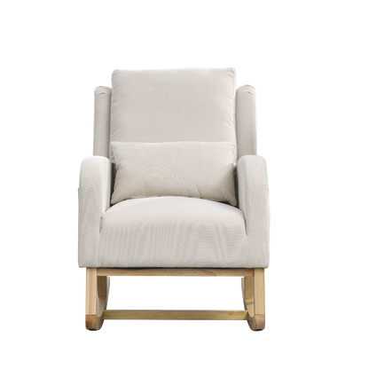 27.5 "W Modern Accent High Back Living Room Casual Armchair Rocker with One Lumbar Pillow, Two Side Pockets.