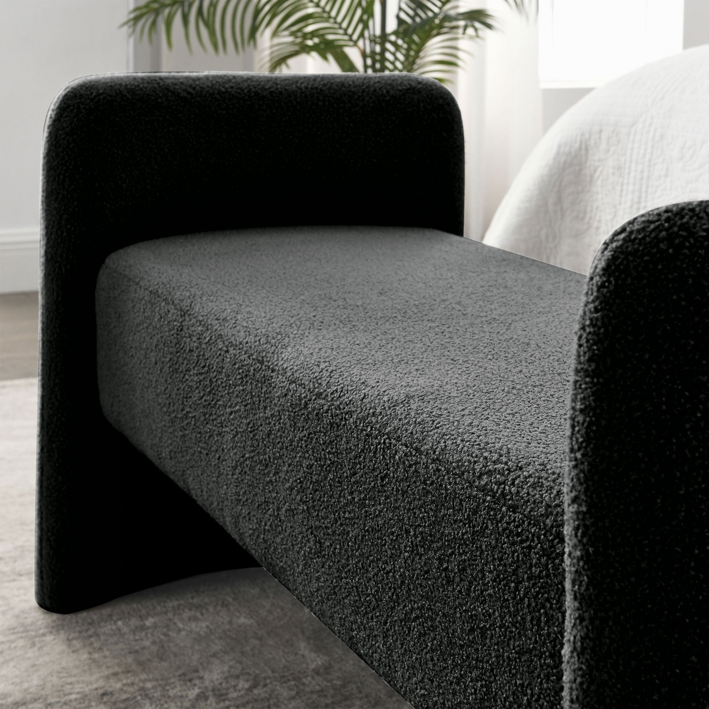 52" Bench for Bedroom End of Bed Modern Contemporary Design Ottoman Couch Long Bench Window Sitting Fireplace Bench, Teddy