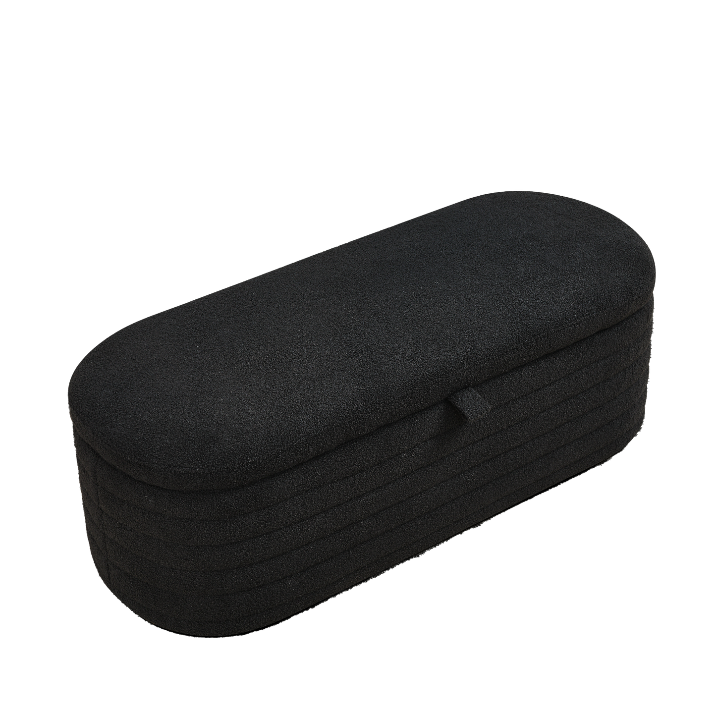 Length 45.5 inches Storage Ottoman Bench Upholstered Fabric Storage Bench End of Bed Stool with Safety Hinge for Bedroom, Living Room, Entryway, Black teddy.