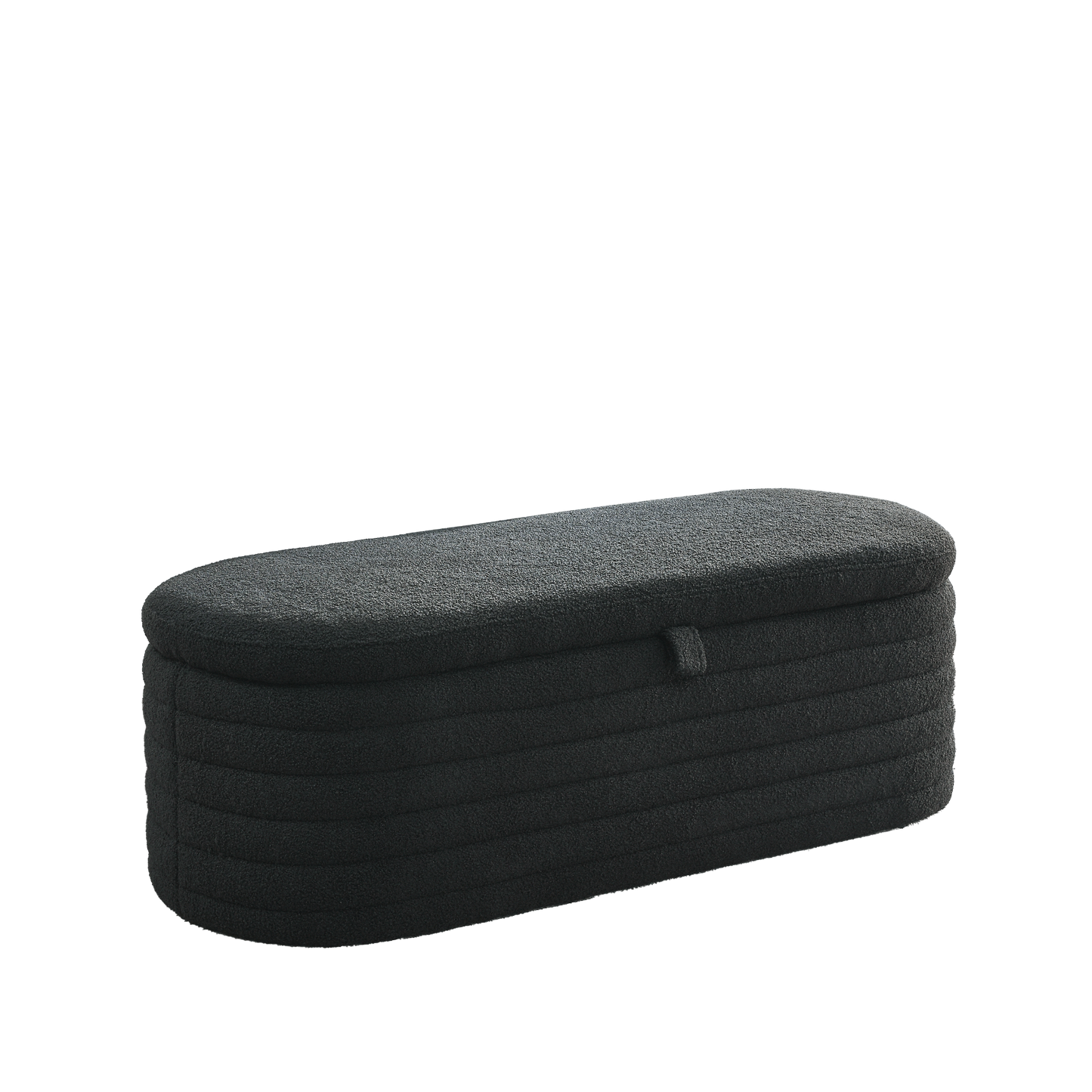 Length 45.5 inches Storage Ottoman Bench Upholstered Fabric Storage Bench End of Bed Stool with Safety Hinge for Bedroom, Living Room, Entryway, Black teddy.