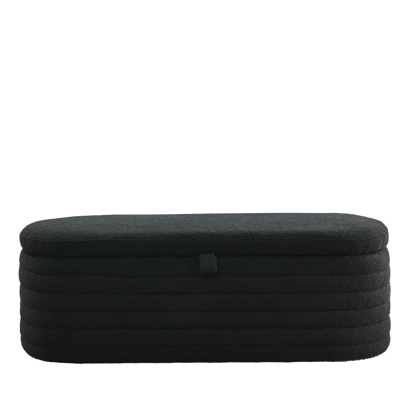 Length 45.5 inches Storage Ottoman Bench Upholstered Fabric Storage Bench End of Bed Stool with Safety Hinge for Bedroom, Living Room, Entryway, Black teddy.