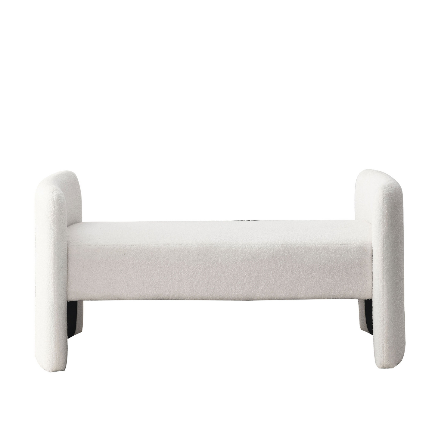 52" Bench for Bedroom End of Bed Modern Contemporary Design Ottoman Couch Long Bench Window Sitting Fireplace Bench, Teddy White (Ivory)