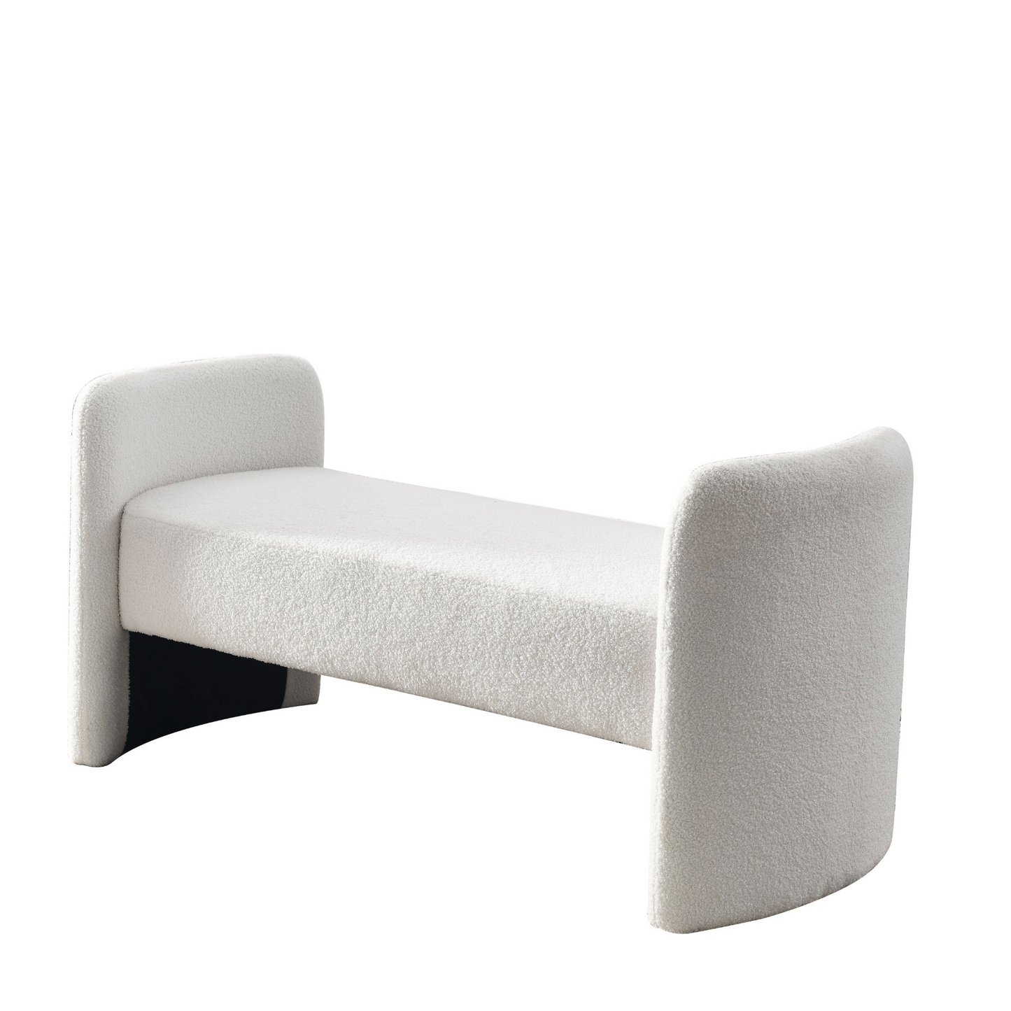 52" Bench for Bedroom End of Bed Modern Contemporary Design Ottoman Couch Long Bench Window Sitting Fireplace Bench, Teddy White (Ivory)