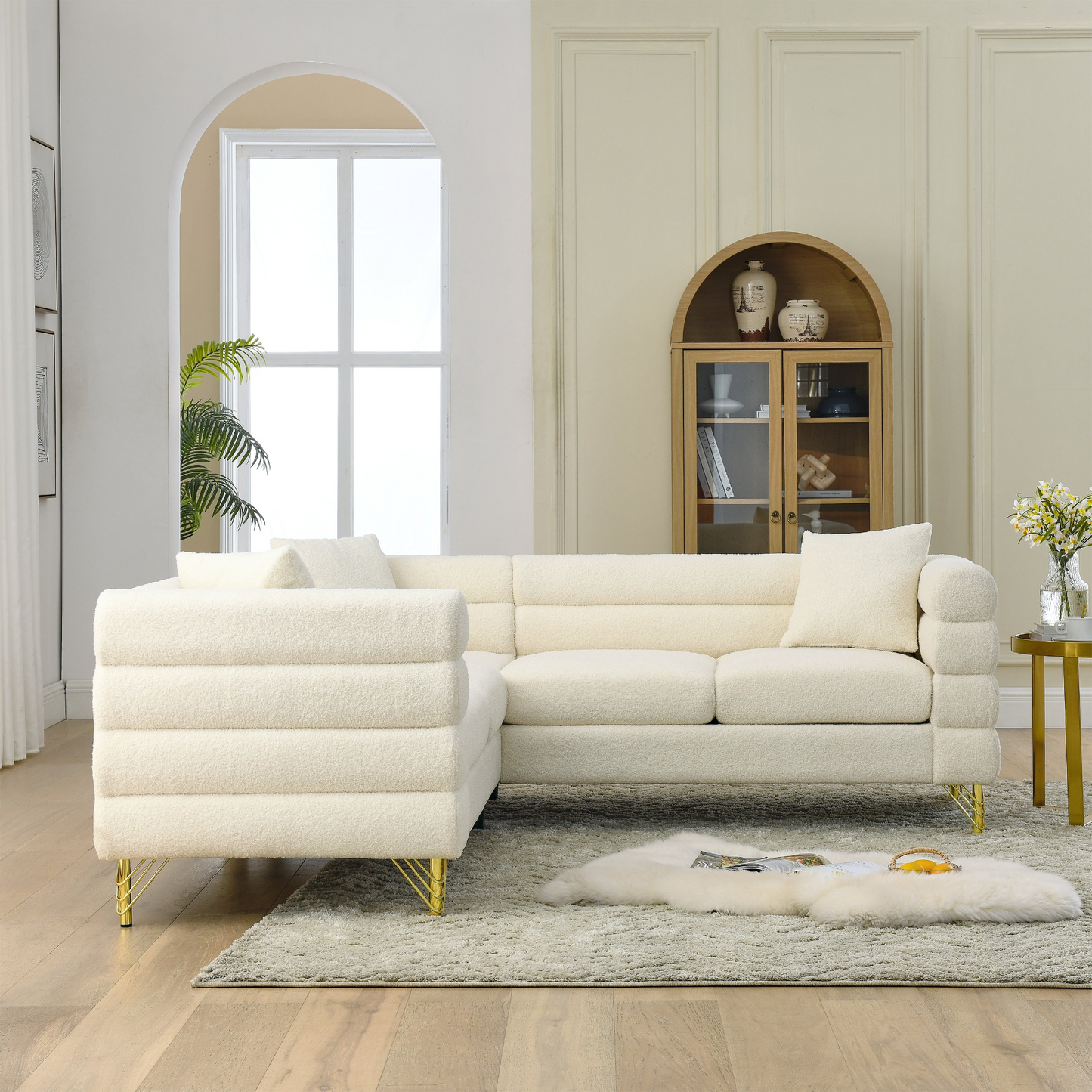 81.5-Inch Oversized Corner Sofa Covers, L-Shaped Sectional Couch,   5-Seater Corner Sofas with 3 Cushions for Living Room, Bedroom, Apartment, Office