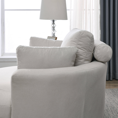 Swivel Accent Barrel Modern Sofa Lounge Club Big Round Chair with Storage Ottoman Linen Fabric for Living Room Hotel with Pillows . *2PCS