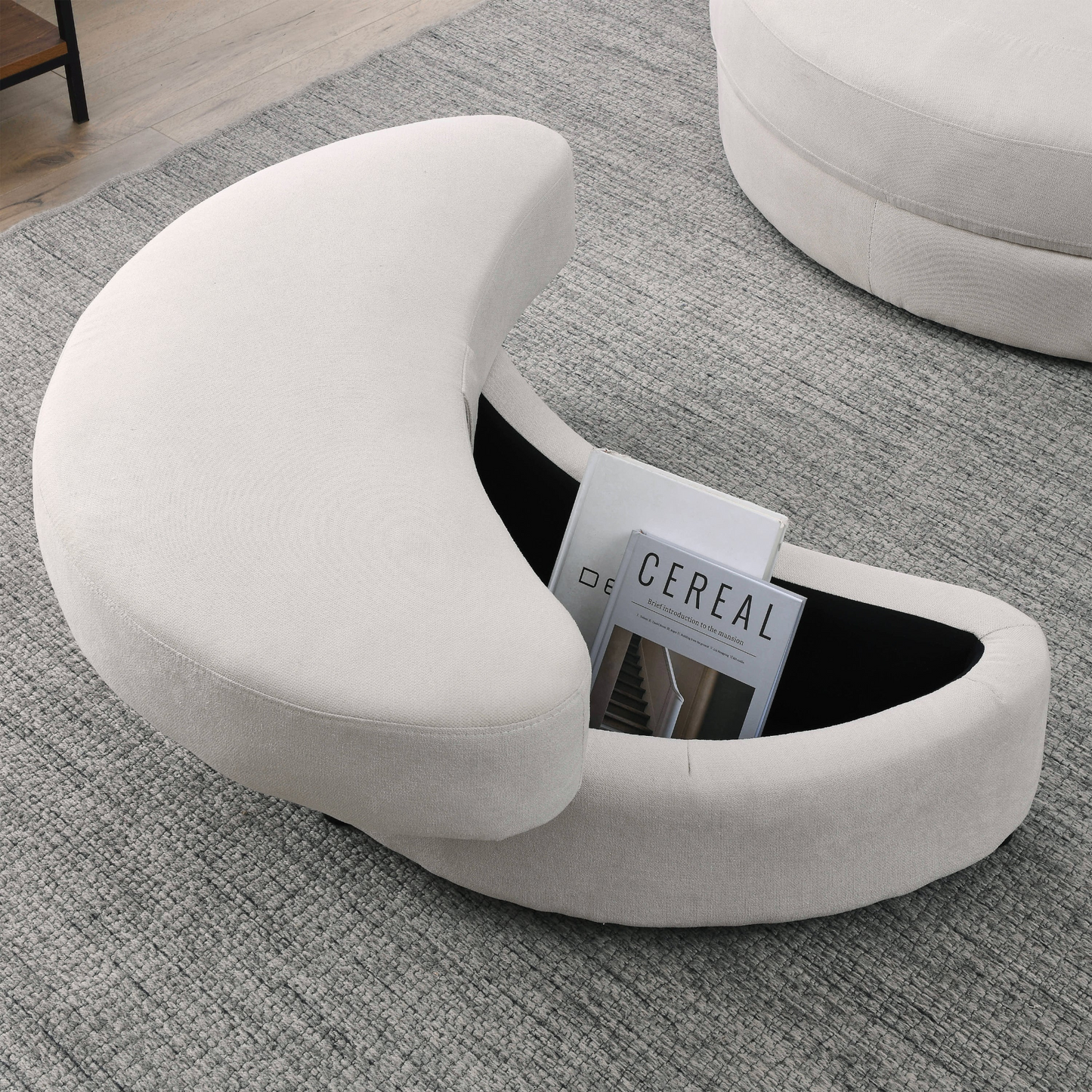 Swivel Accent Barrel Modern Sofa Lounge Club Big Round Chair with Storage Ottoman Linen Fabric for Living Room Hotel with Pillows . *2PCS
