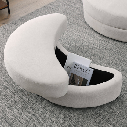 Swivel Accent Barrel Modern Sofa Lounge Club Big Round Chair with Storage Ottoman Linen Fabric for Living Room Hotel with Pillows . *2PCS