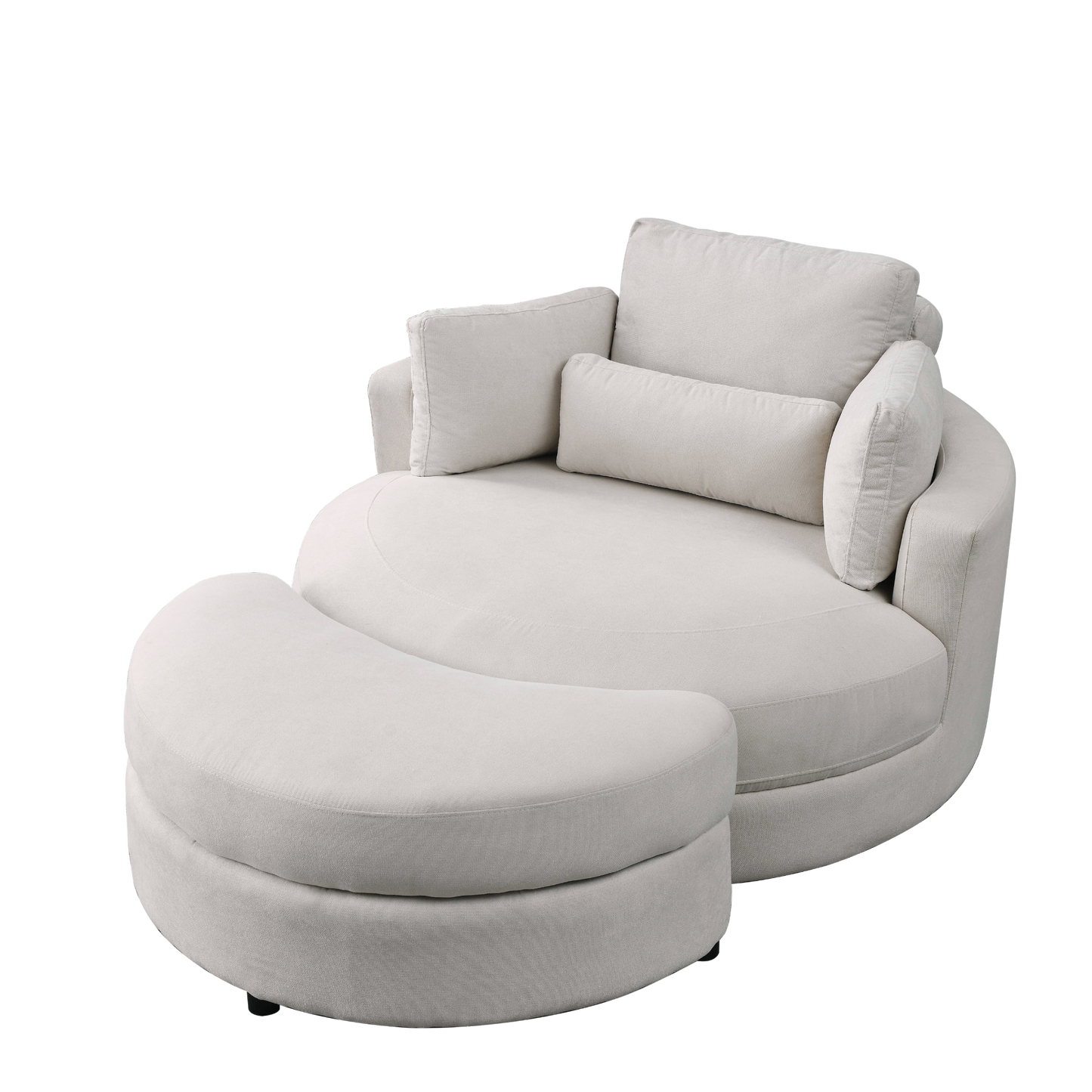 Swivel Accent Barrel Modern Sofa Lounge Club Big Round Chair with Storage Ottoman Linen Fabric for Living Room Hotel with Pillows . *2PCS