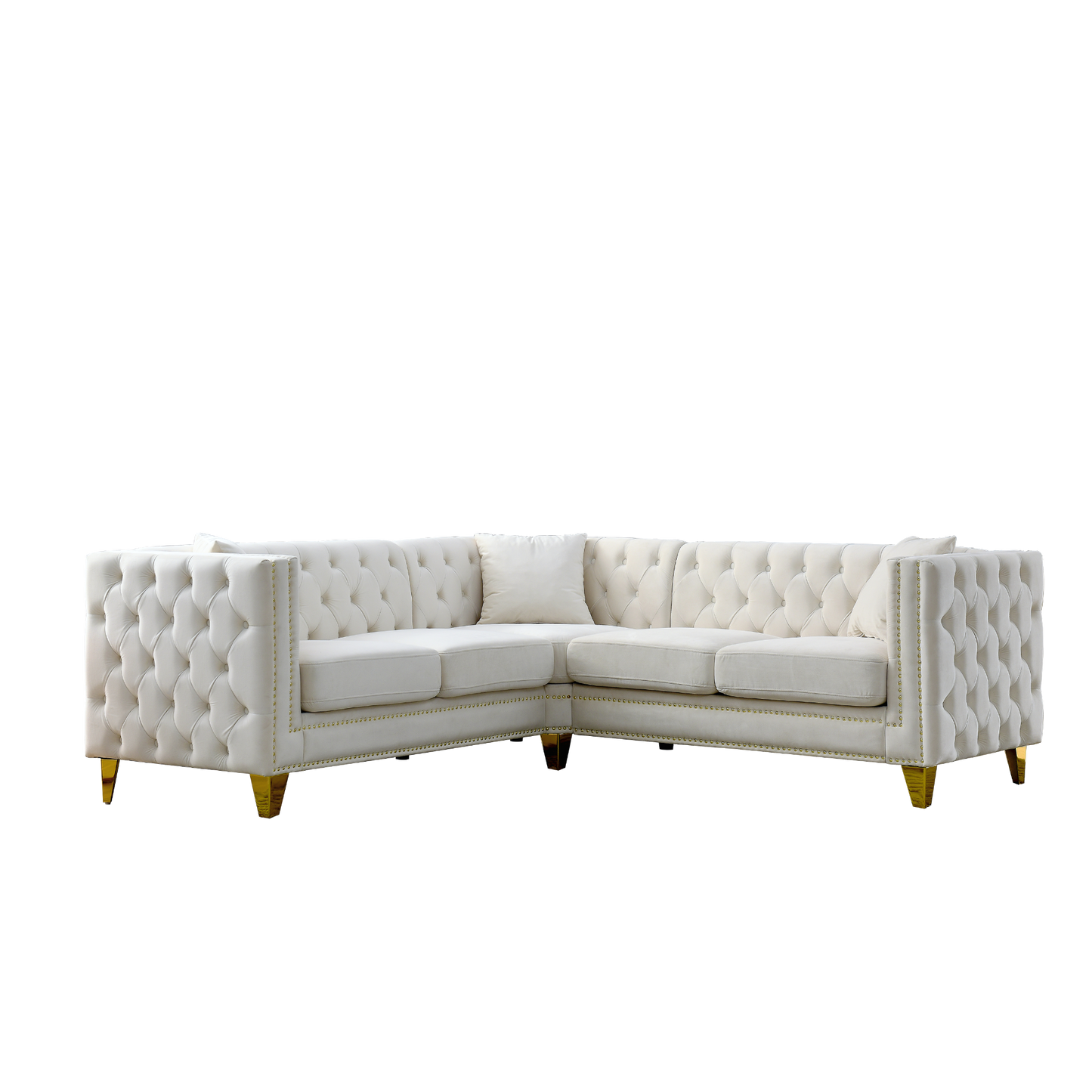 82.2-Inch Velvet Corner Sofa Covers, L-Shaped Sectional Couch, 5-Seater Corner Sofas with 3 Cushions for Living Room, Bedroom, Apartment, Office