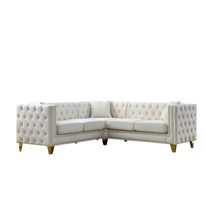 82.2-Inch Velvet Corner Sofa Covers, L-Shaped Sectional Couch, 5-Seater Corner Sofas with 3 Cushions for Living Room, Bedroom, Apartment, Office