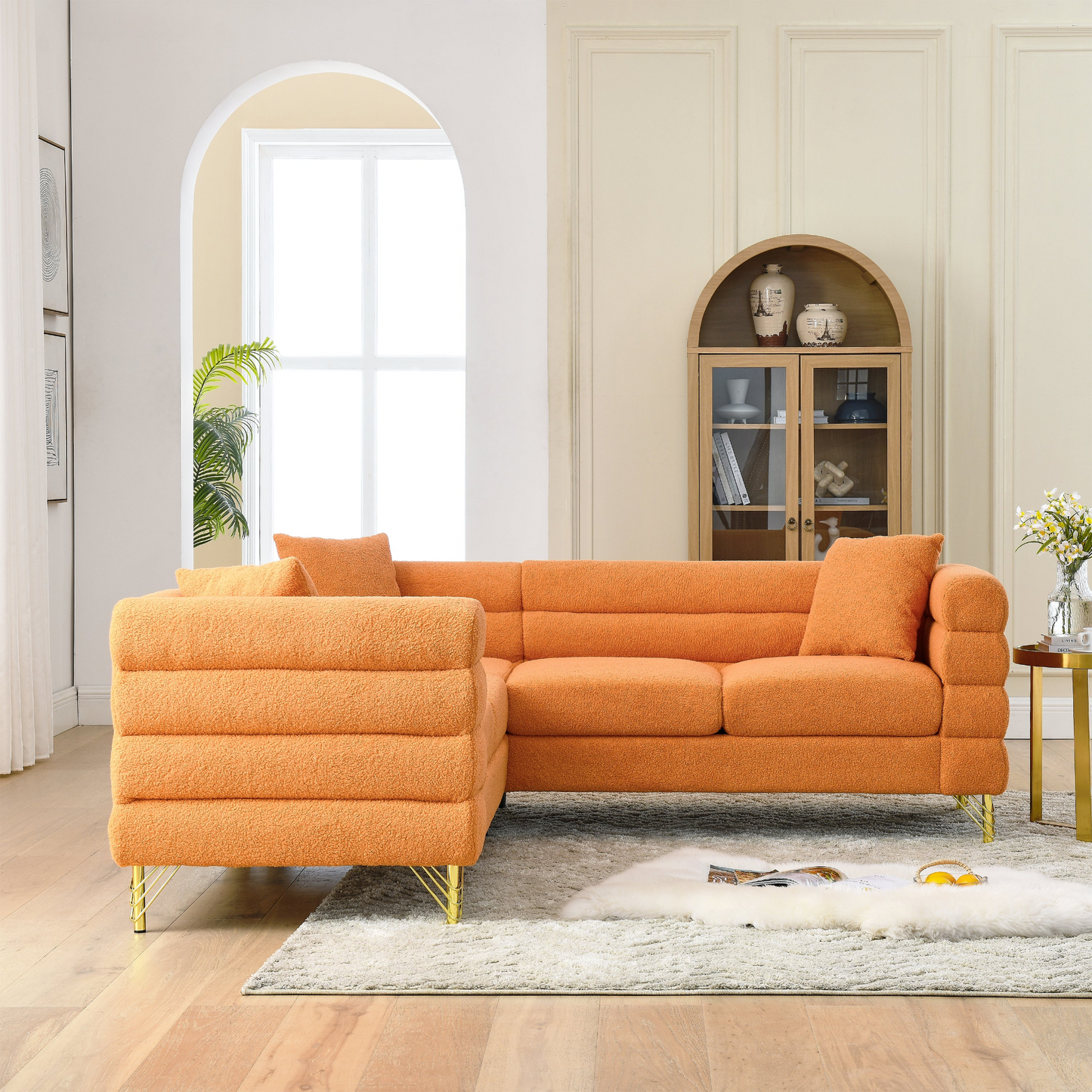 81.5-Inch Oversized Corner Sofa Covers, L-Shaped Sectional Couch,   5-Seater Corner Sofas with 3 Cushions for Living Room, Bedroom, Apartment, Office