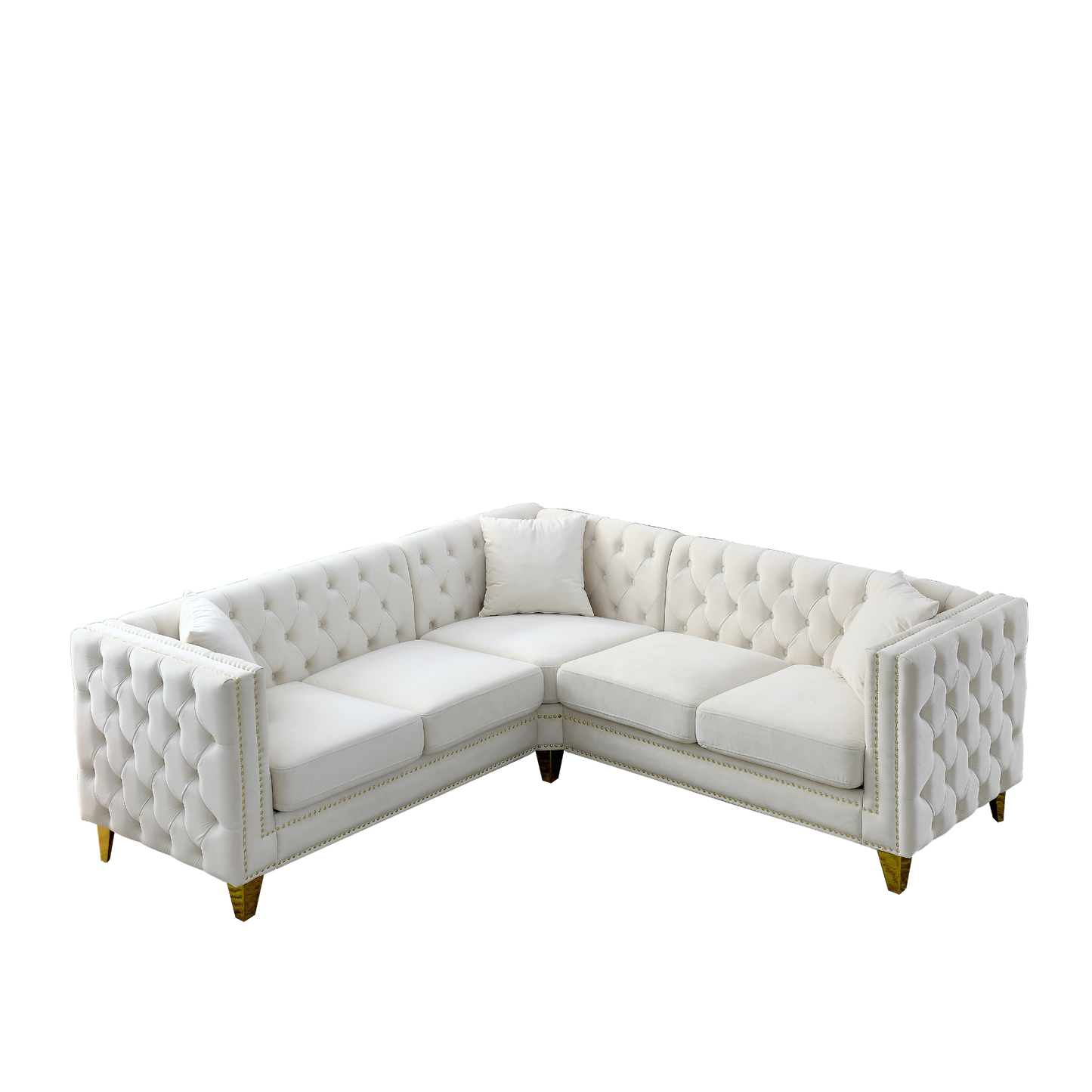 82.2-Inch Velvet Corner Sofa Covers, L-Shaped Sectional Couch, 5-Seater Corner Sofas with 3 Cushions for Living Room, Bedroom, Apartment, Office