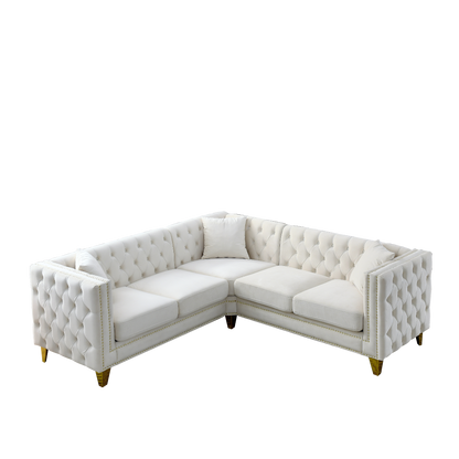 82.2-Inch Velvet Corner Sofa Covers, L-Shaped Sectional Couch, 5-Seater Corner Sofas with 3 Cushions for Living Room, Bedroom, Apartment, Office