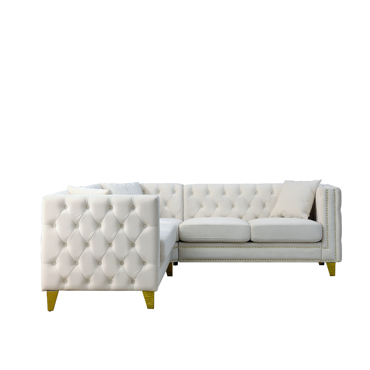82.2-Inch Velvet Corner Sofa Covers, L-Shaped Sectional Couch, 5-Seater Corner Sofas with 3 Cushions for Living Room, Bedroom, Apartment, Office