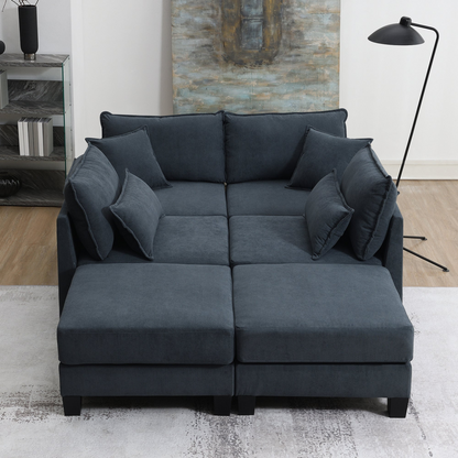 133*65" Corduroy Modular Sectional Sofa,U Shaped Couch with Armrest Bags,6 Seat Freely Combinable Sofa Bed,Comfortable and Spacious Indoor Furniture for Living Room, 2 Colors